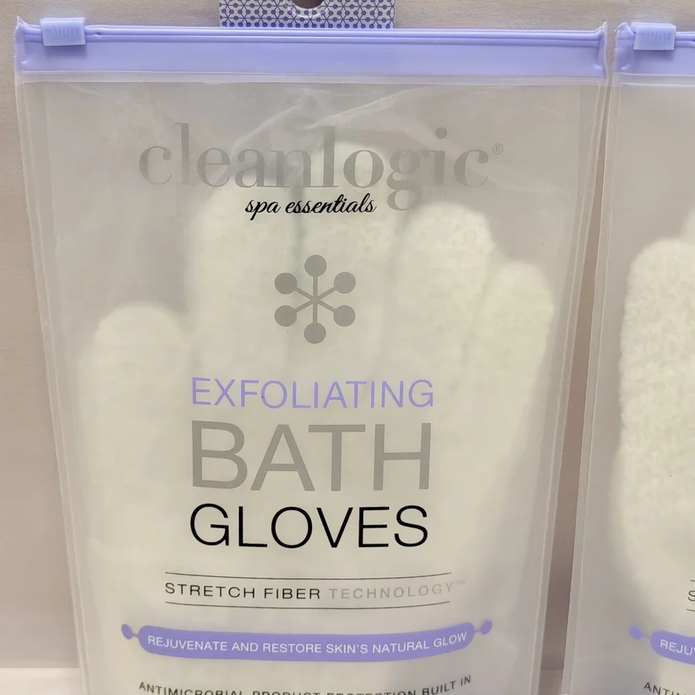 Exfoliating Gloves Body Scrub 2 Pack Shower Spa Exfoliator Organic Clean Logic